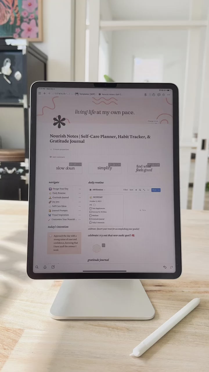Nourish Notes | Self-Care Planner, Habit Tracker, & Gratitude Journal (Notion Template)